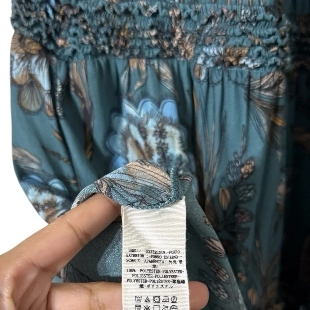 FREE PEOPLE Haze Hummingbird Sleeveless Tiered Hi Low Blue Tunic Top